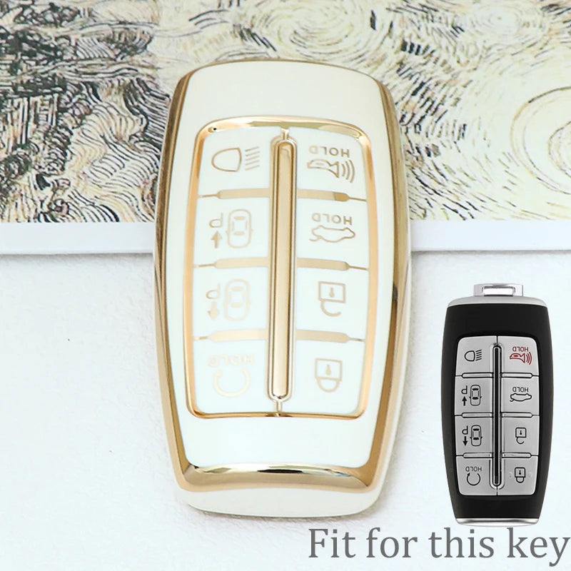 Auto For Hyundai Genesis GV70 GV80 GV90 2020 2021 2022 8 Button TPU Car Key Case Cover Holder Key Shell Keychain Accessories