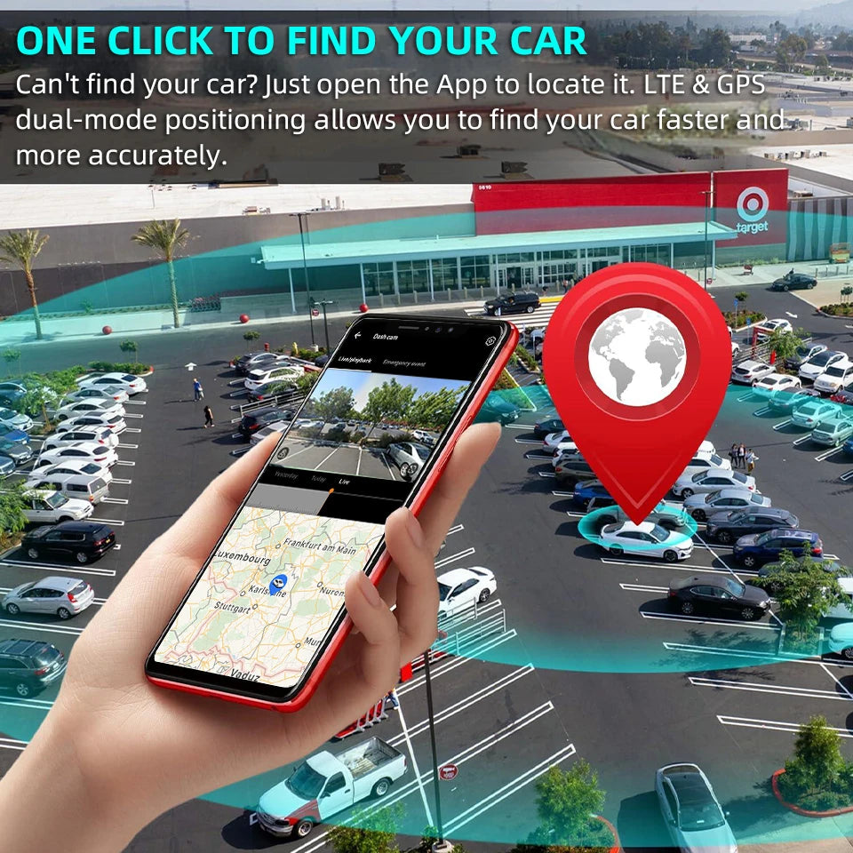 4G LTE Dash Cam Remote Real-Time Monitoring Car Security Camera Supports Cloud Storage Night Vision GPS Car DVR