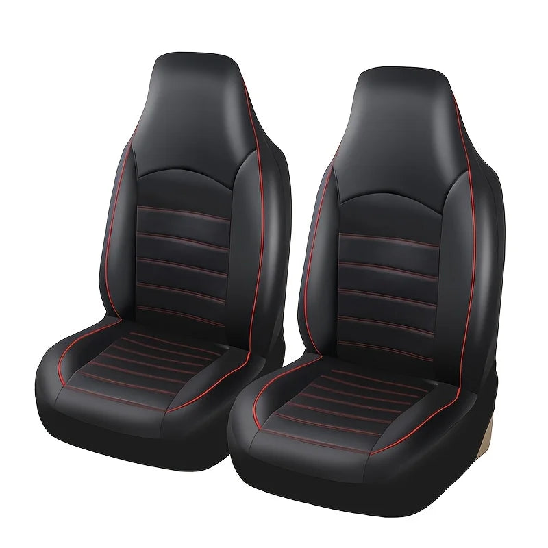2 Front Universal PU Leather Car Seat Covers High Back Bucket Seat Cover Set for Most Cars, Trucks, SUVs and Van CM World