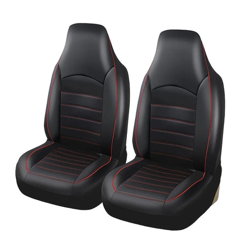 2 Front Universal PU Leather Car Seat Covers High Back Bucket Seat Cover Set for Most Cars, Trucks, SUVs and Van CM World