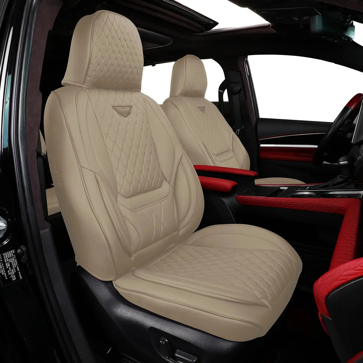 EKR Deluxe 7/8-Seat Car Seat Covers Universal Fit for SUV Minivans MPV Highlander Pilot Sienna 4Runner Santa Fe Chevrolet Suburban Waterproof Wear-Resistant Full-Coverage Car Interior Upgrade Protectors with 2-Year Warranty
