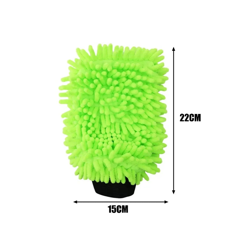 1/2PCS Microfiber Car Wash Gloves Super Soft Scratch Free Wash Mitts for Auto Detailing Cleaning Drying Glass Window Polishing CM World