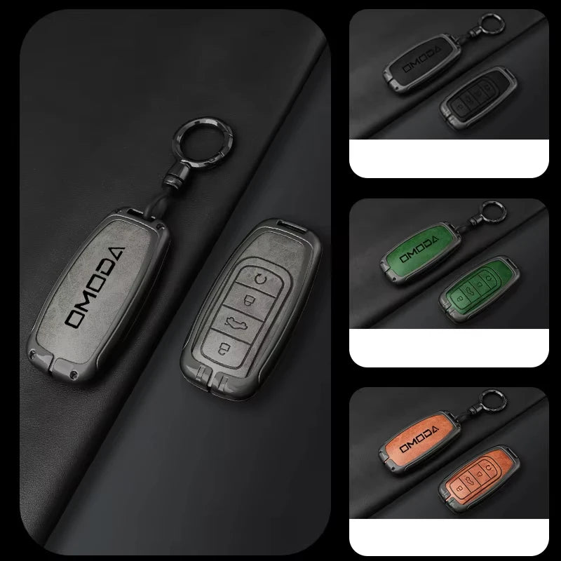 Zinc Alloy Leather Car Key Case Cover Keychain for Chery Omoda 5 9 7 C5 C7 E5 Phev 2025 2026 2024 Car Interior Accessories