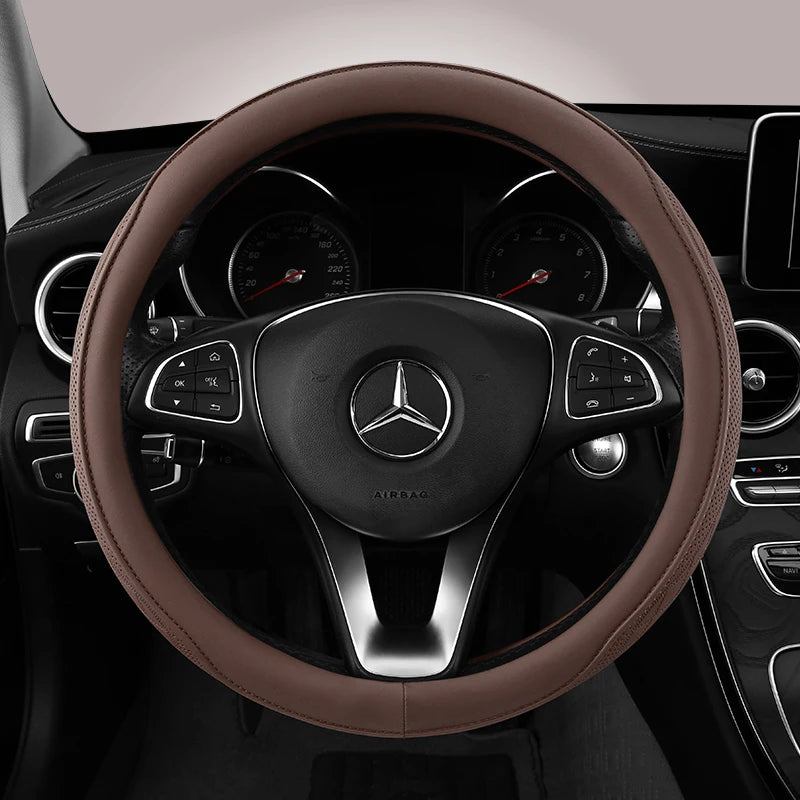 Car Anti-Slip Leather Steering Wheel Cover Universal Car Steering Wheel Protective Cover Fashion Style 38cm Sport Style Cool CM World