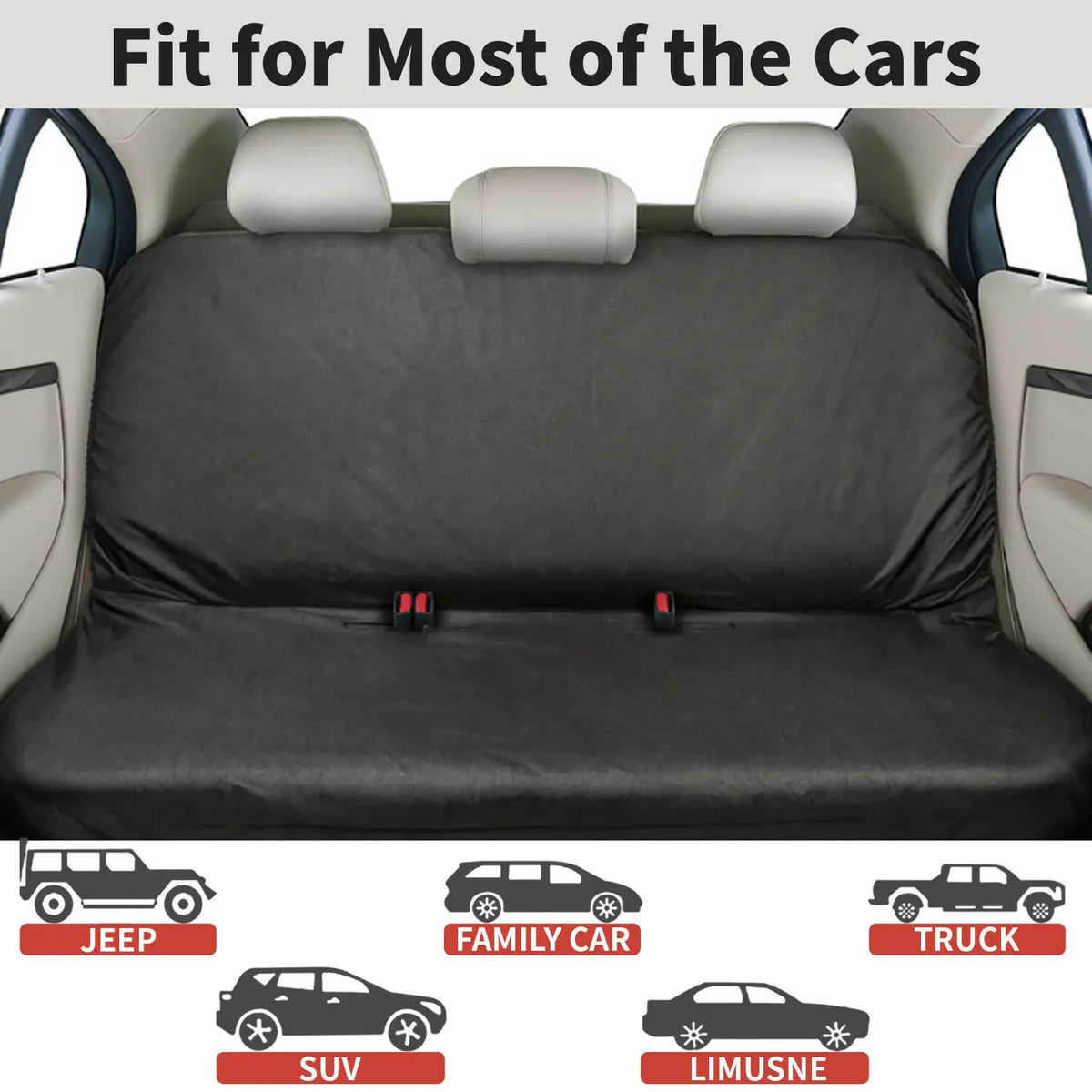 Black Heavy-Duty Waterproof Rear Seat Cover Universal Pet Dog Protector for Cars Back Seat Shield Resistant To Spills Scratches