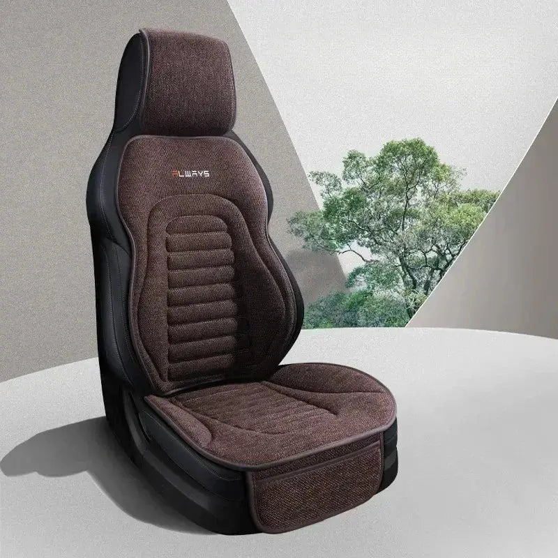 Universal Linen Car Seat Cover Four Season Auto Flax Comfortable Breathable Anti-Slip Covers Cushion SUV Car Seat Protection Car Mobile World