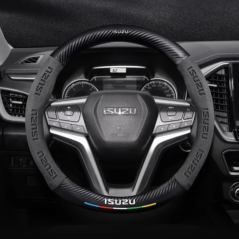 Suede Carbon fiber anti-slip Car Steering Wheel Cover For ISUZU D-MAX V-CROSS mu-X TAGA  Interior fittings CM World