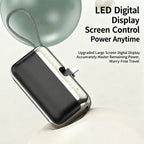 Mini Capsule Power Bank 20000mAh 22.5W Fast Charging USB-C Built-in Cable Portable Charger For iPhone Samsung Travel