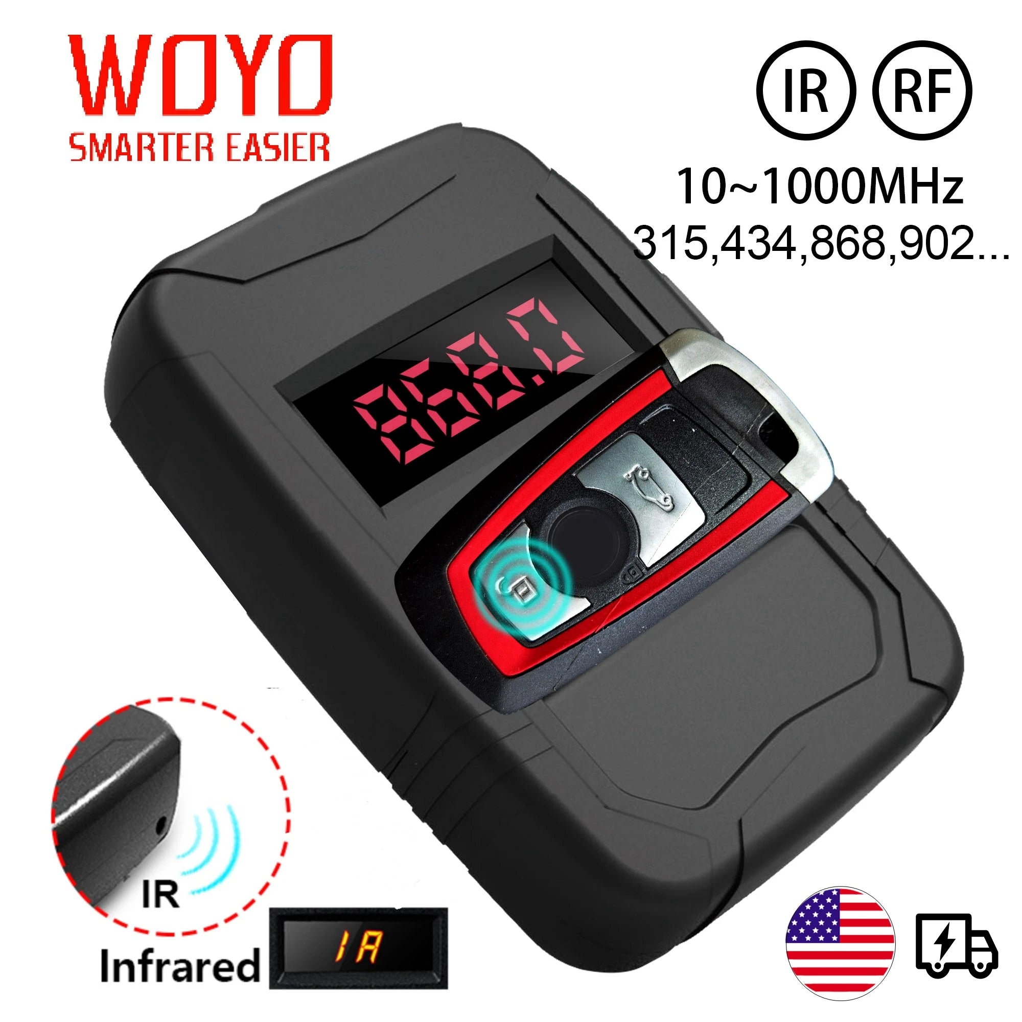 WOYO Frequency Tester Car Key 10-1000MHZ, PL001 Door TV RF IR Remote Control Tester Detector Inspection Tool, 315,433,868,902MHZ CM World