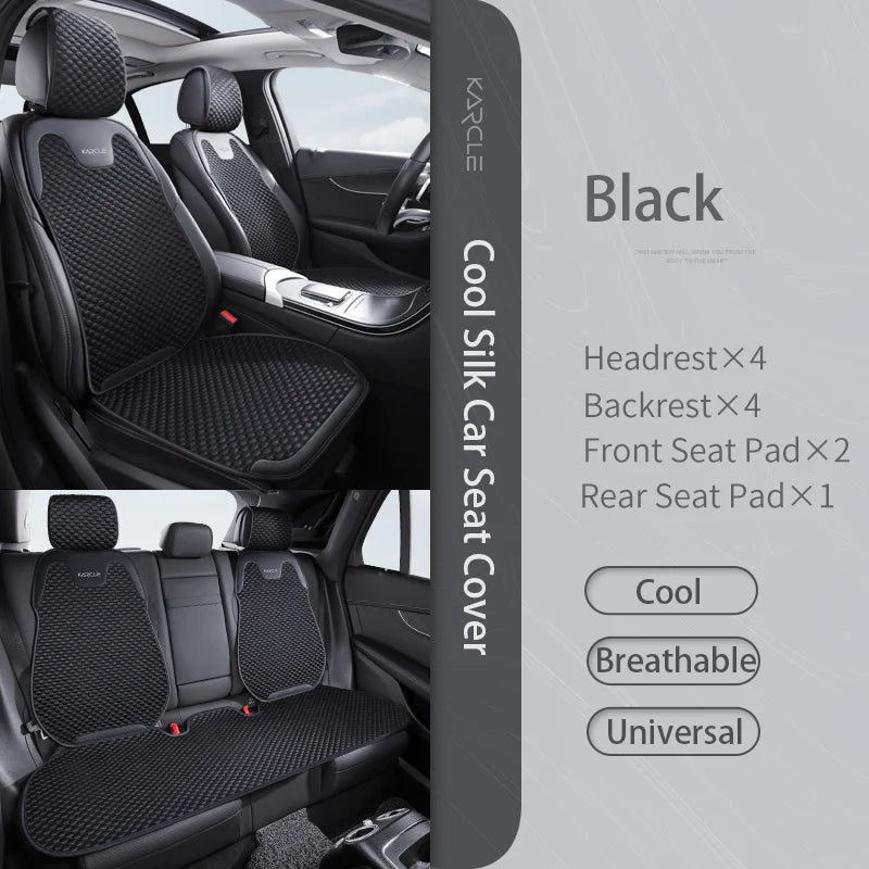 Universal Ice Silk Car Seat Covers Breathable Car Seat Covers Full Set Sweat Absorption Auto Seat Cushion Pad Car Accessories CM World