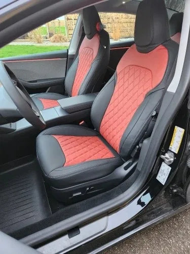 For Tesla Model 3 Y Custom Fit Car Seat Cover Accessories For Tesla 360 Degree Full Covered Perforated Artificial Leather CM World