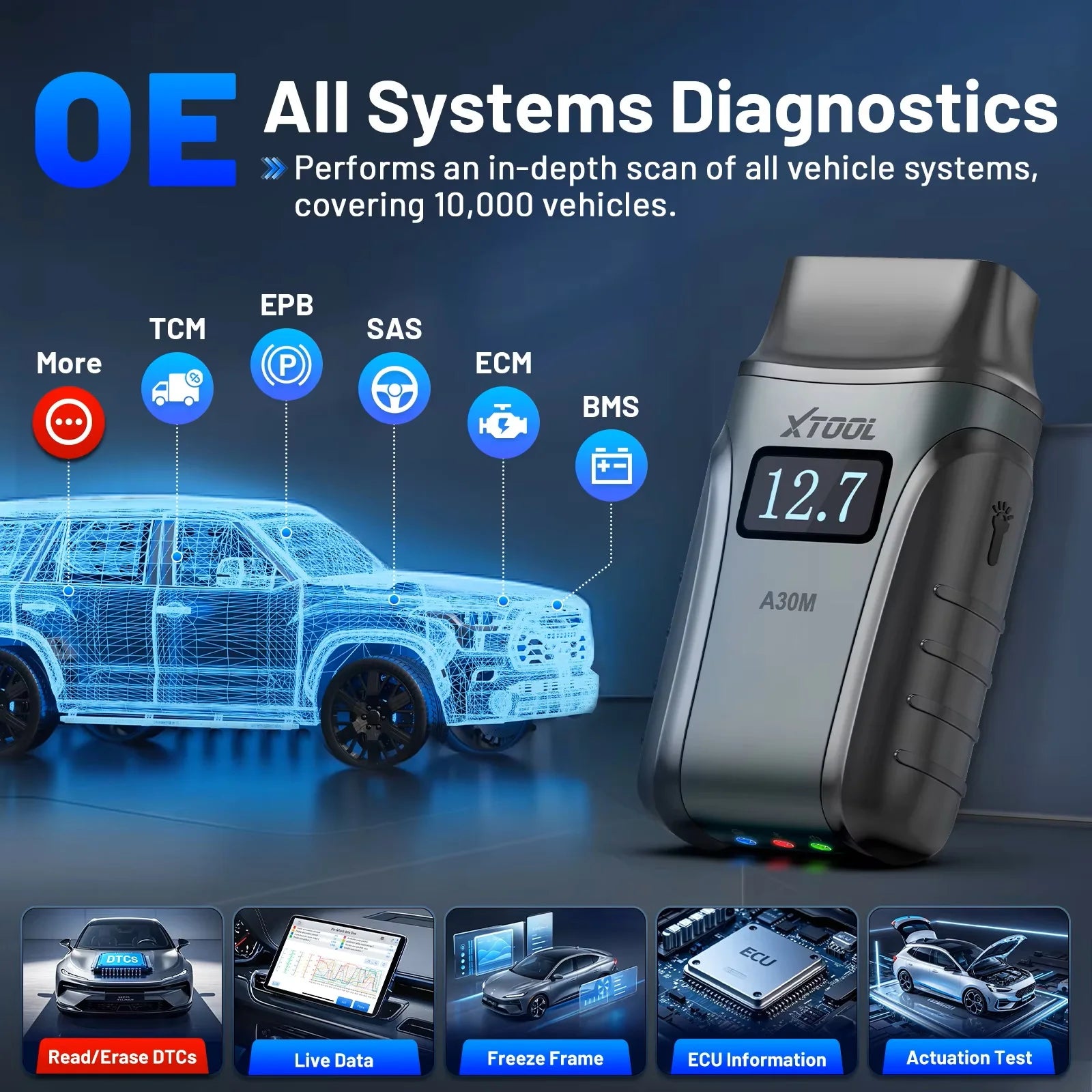 XTOOL Anyscan A30M OBD2 Bluetooth Scanner 26 Reset Functions All System Diagnostic Tool Active Test Lifetime Free Update CAN FD Car Mobile World