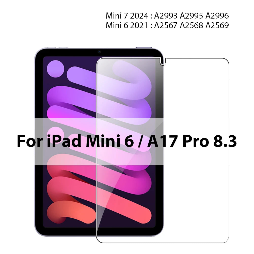 Tempered Glass Screen Protector For Ipad Pro 13 11th M5 M4 2025 12.9 A16 Air 11 5 4 M3 M2 10 9 9th 10th Generation Mini 7 6 Film Car Mobile World