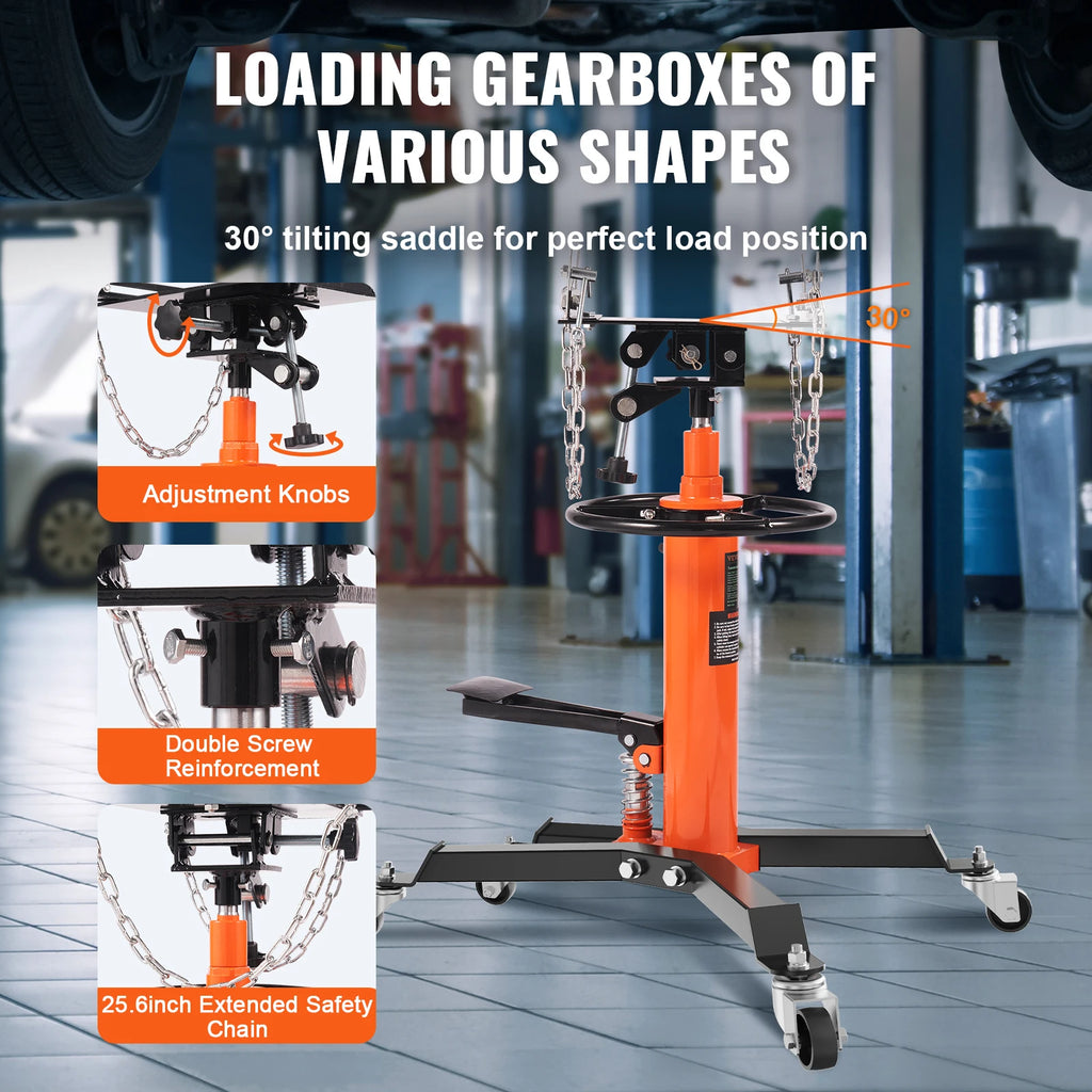 SucceBuy Transmission Jack 1322 LBS Hydraulic Telescoping Transmission Jack 32"-67" High Lift Floor Jack Stand Lift Hoist Garage CM World