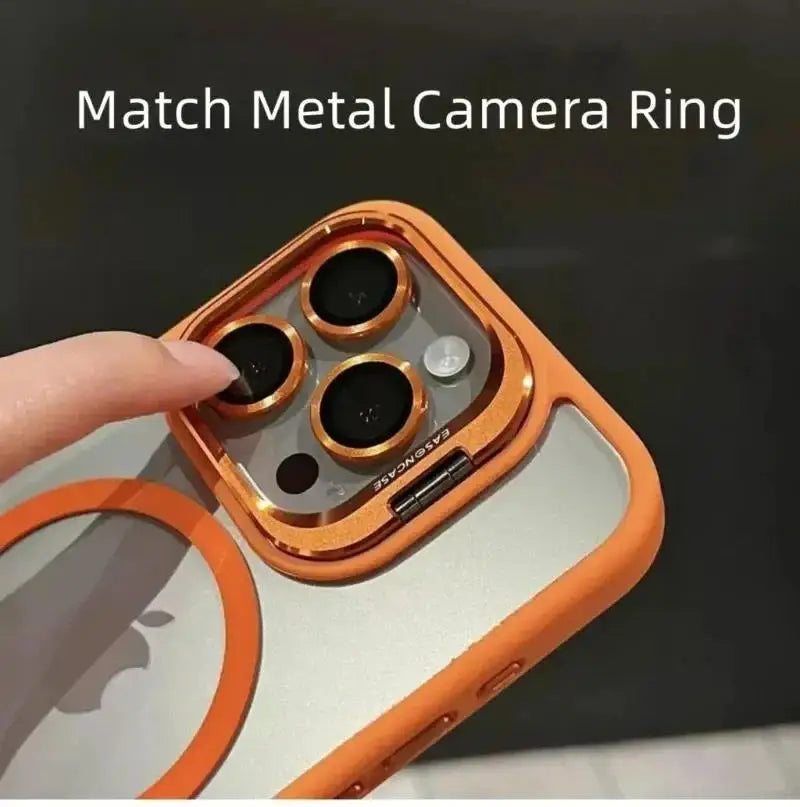 For Magsafe Stand Glass Lens Protector Case For iPhone17 16 15 14 13 11 12 Pro Max 16 Plus Luxury Magnetic Shockproof Back Cover Car Mobile World