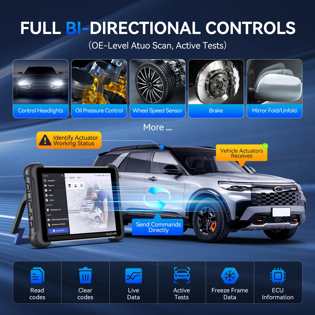 MUCAR 892BT AI Automotive Diagnostic Tool Key Programming TKEY 101 Bi directional ECU Coding Obd2 Scanner CANFD DOIP 35 Resets