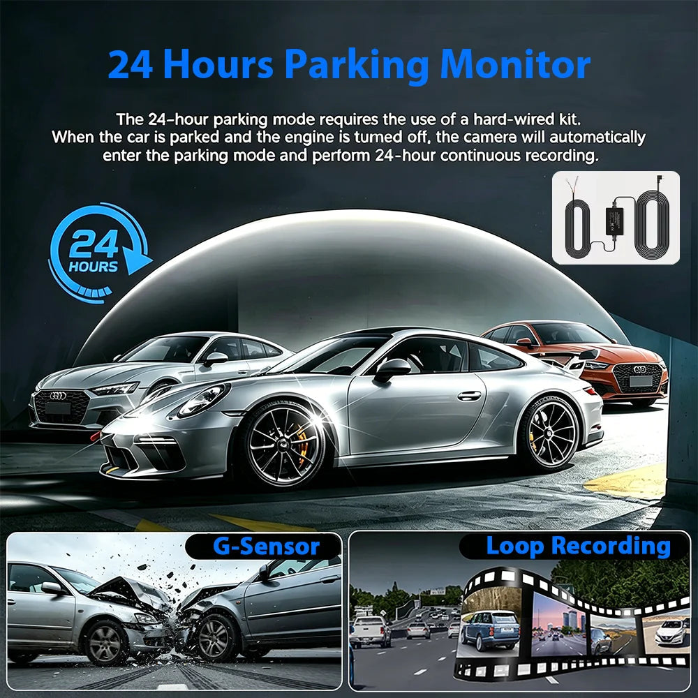 Car DVR Dash Cam 3/4 Lens Black Box FHD 1080P Night Vision 24h Parking G-Sensor Loop Recording Video Recorder Car Cameras Car Mobile World