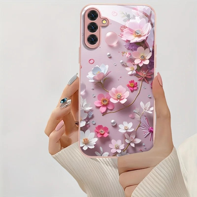 Tempered Glass Phone Case For Samsung S25 Ultra S26 S24 S23 S21 FE S22 Plus A56 5G A57 A55 A54 A17 A36 A53 A52S A34 Cases Cover