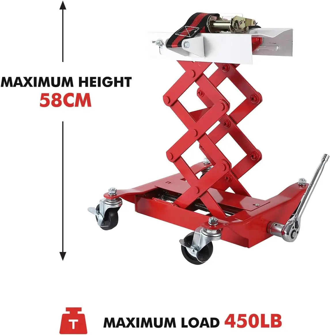 450 Lbs Low Profile Transmission Jack with Safety Straps Auto Repair 7-23" Lift with 2M Safety Straps & 4 Brake Wheels CM World