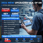 XTOOL D8S Car Diagnostic Tool OBD2 Bidirectional Scanner Topology Map All System Diagnostic ECU Coding 42+ Resets 3 Years Update