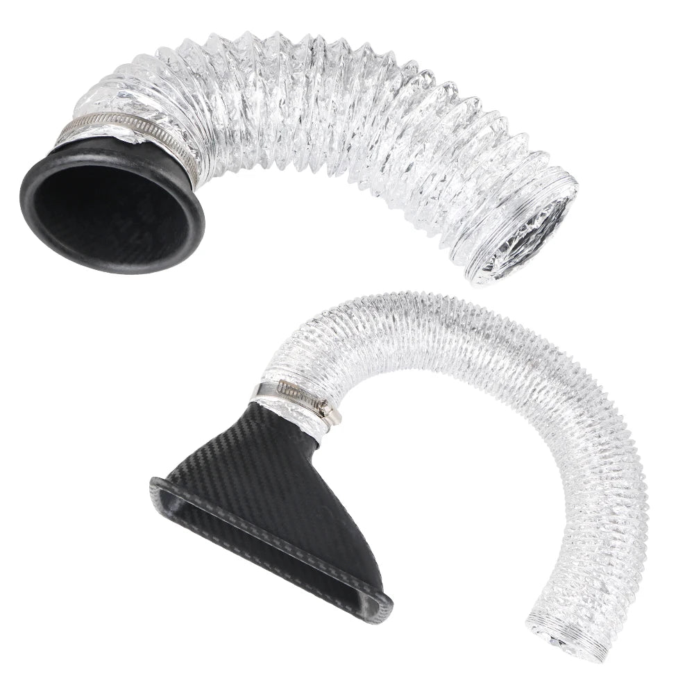 Air Funnel Pipe Set Round/Square Nozzles Car Front Bumper Air Intake System Turbo Air Inlet Tuyere Universal Air Vent Tube Kit