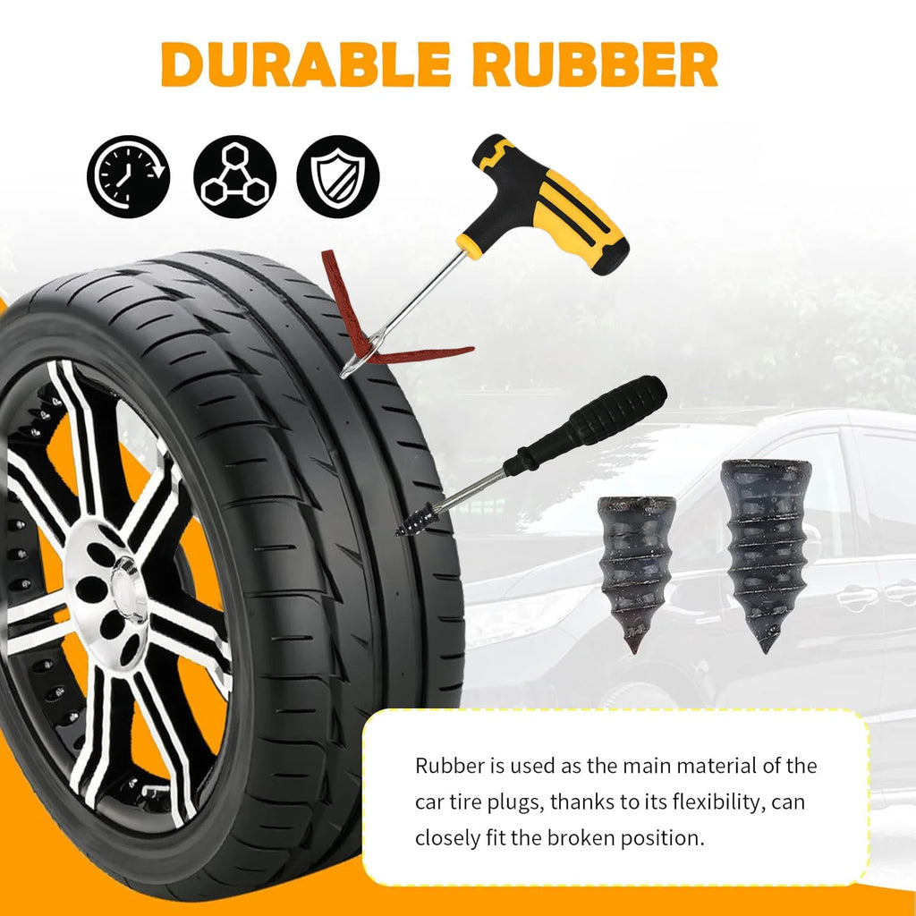 Car Tire Plug Kit, Essential Car Emergency Flat Tire Repair Kit, Professional Tubeless Tires Patch Kits for Cars