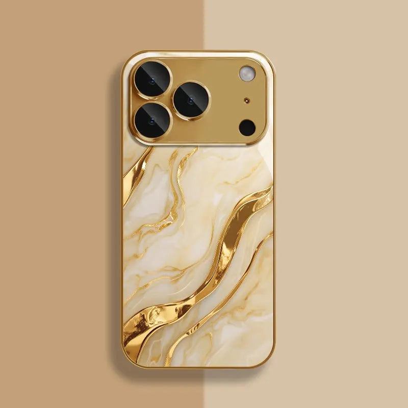 Marble wave pattern electroplated phone case suitable for iPhone 17 16 15 14 13 12 11 Pro/Max/Plus anti drop and shockproof