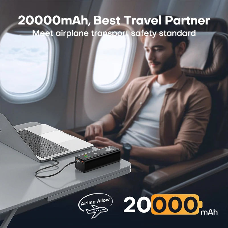QOOVI PD 100W Power Bank 20000mAh External Battery Capacity Fast Charging Portable Charger Powerbank For Laptop iPhone Samsung Car Mobile World