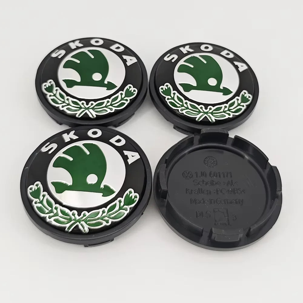 4pcs 56mm 65mm Green Black Chrome Car Wheel Center Caps for Skoda Rims Hubcaps Cover Emblem Badge Logo Auto Styling Accessories CM World