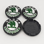 4pcs 56mm 65mm Green Black Chrome Car Wheel Center Caps for Skoda Rims Hubcaps Cover Emblem Badge Logo Auto Styling Accessories CM World