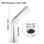 UXCELL 45 Degree Intercooler Pipe 63mm 70mm 76mm OD 300mm 500mm Long Aluminum Alloy Tube Intercooler Pipe Air Intake Tube