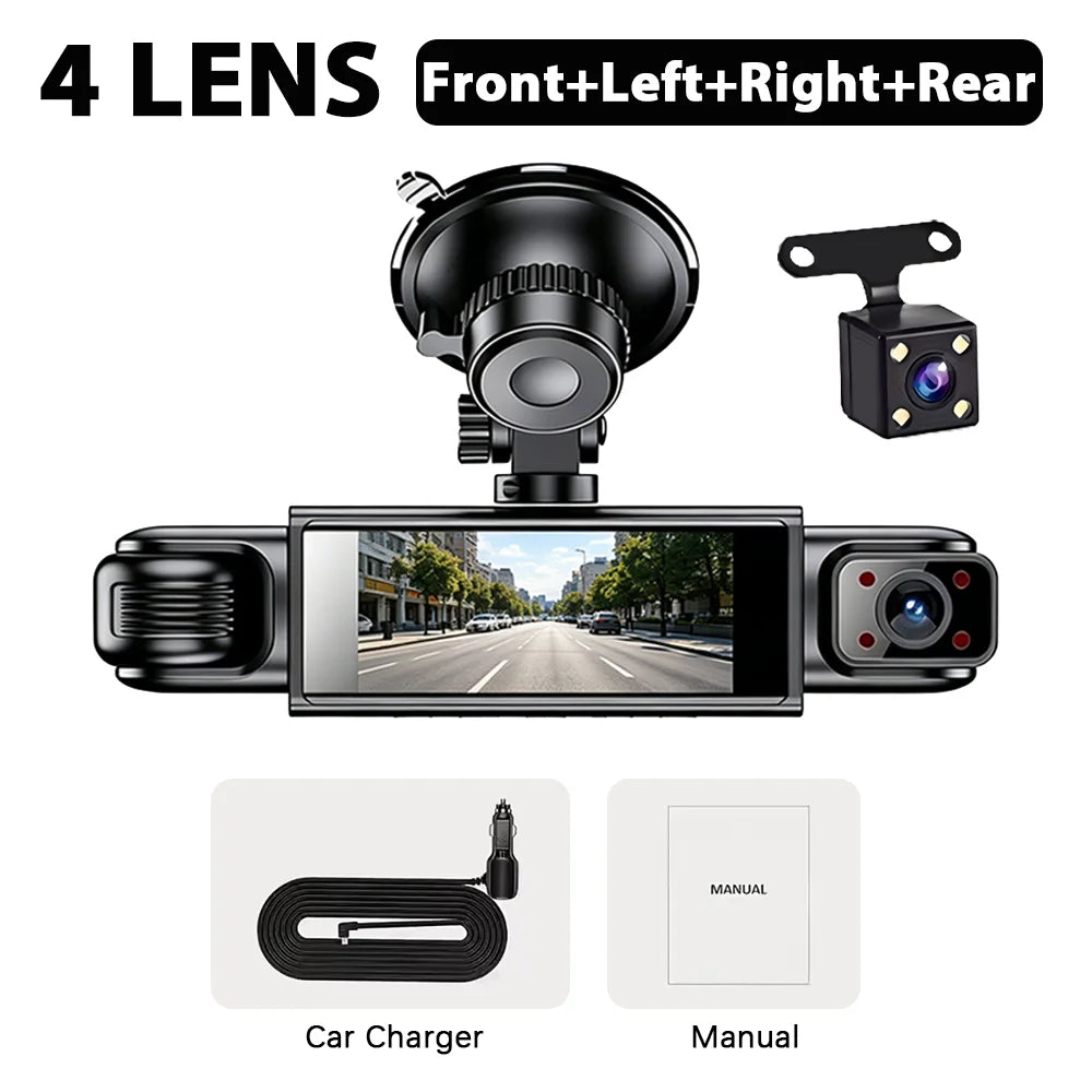 Car DVR Dash Cam 3/4 Lens Black Box FHD 1080P Night Vision 24h Parking G-Sensor Loop Recording Video Recorder Car Cameras Car Mobile World
