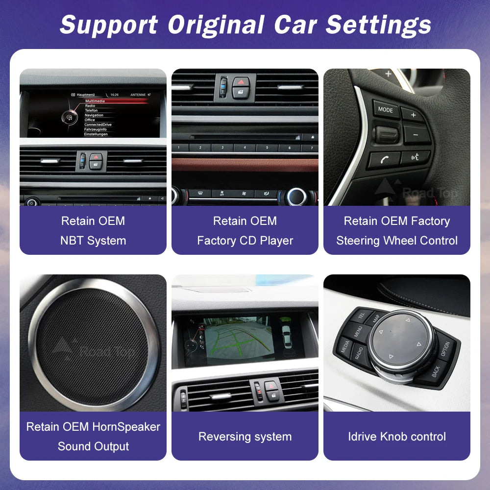 1920*720 Multimedia Car Radio Screen For BMW 5 Series F10 F11 CIC NBT System 2011-2017 Wireless Carplay Android Auto Display