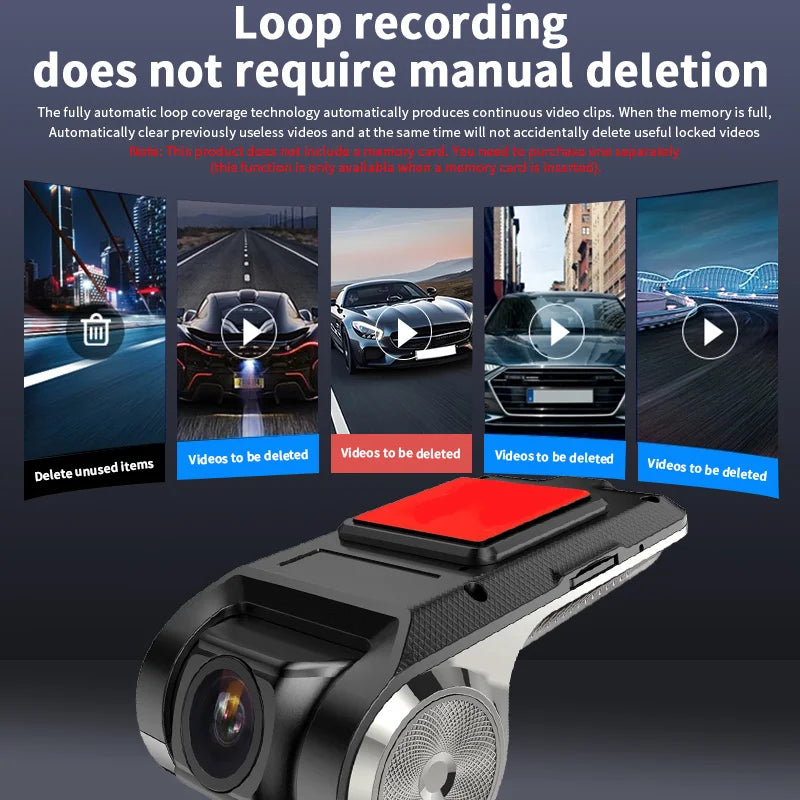 720P USB Dash Cam with ADAS & 170° Wide Angle – HDR/WDR Night Vision for Android Car Player Car Mobile World