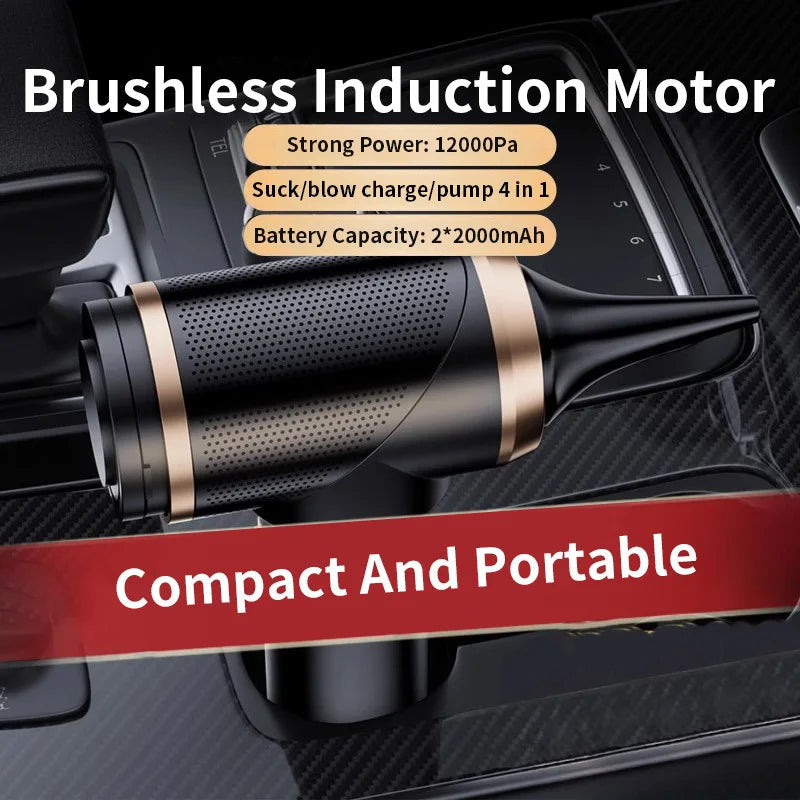 Cordless Handheld Vacuum With Brushless Motor 12000Pa Suction 3 in 1 Portable Rechargeable Mini Air Blower Car Vacuum Cleaner Car Mobile World