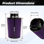 3" Mesh Cone High Flow Car Cold Air Intake Filter Induction Kit Cleaner Car Air Filter OFI207