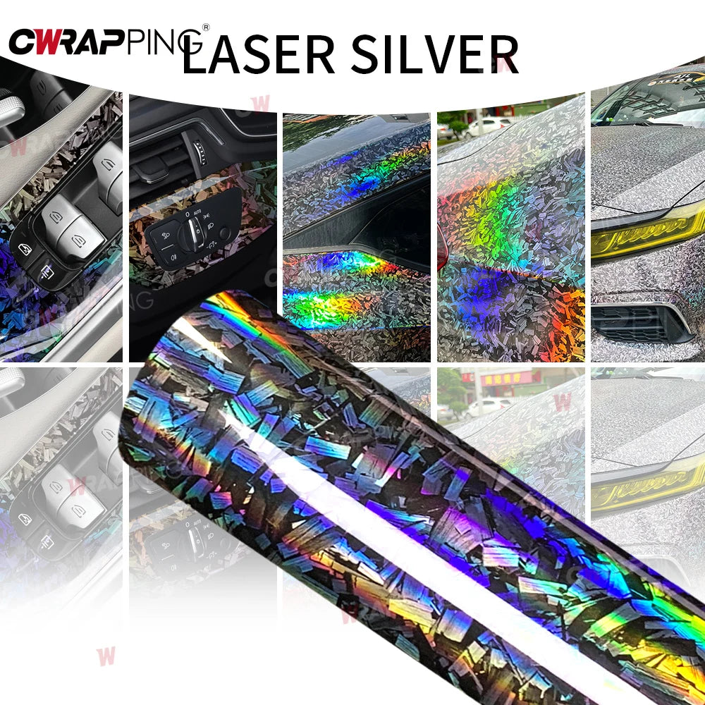 145cmx200cm Universal Car Wrapping Sticker Rainbow Door Stickers for Car Body Films Roof Laser Carbon Fiber Exterior Styling Car Mobile World