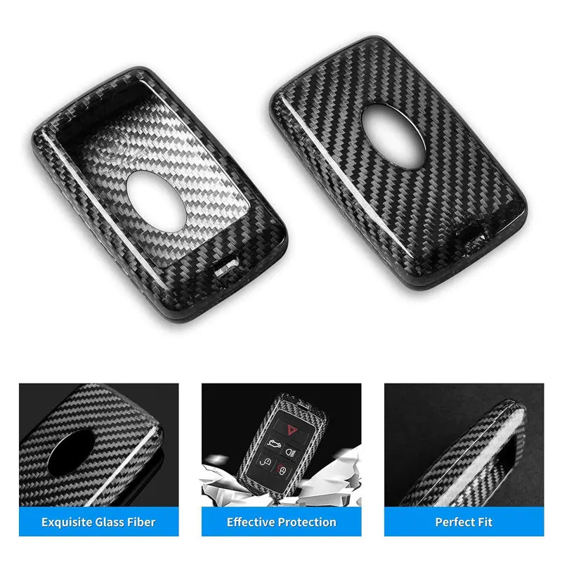 Key Fob Cover for Range Rover with Key chain Carbon Fiber Key Case for Land Rover Defender 10S HSE Sport Dsicovery HSE Velar CM World