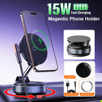 Vacuum Adsorption Magnetic Phone Holder 360 Degree Rotating 15W Wireless Charger Desktop Windshield Sucker GPS Navigation Stand CM World