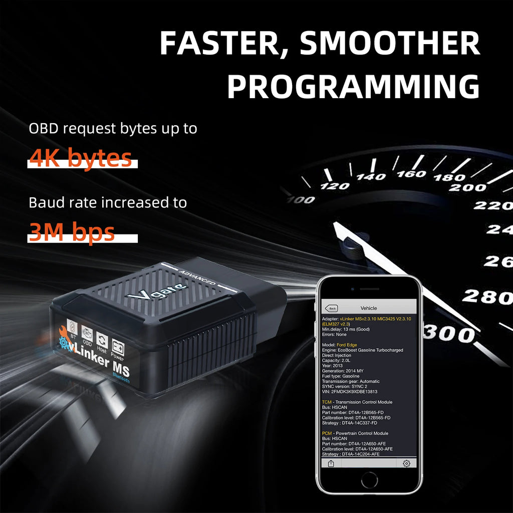 Vgate VLinker MS Upgrade ELM327 Bluetooth Support IOS/PC/Android Car Scanner OBD Auto Diagnostic Tool OBD 2 Scan PK ELM 327 V1 5