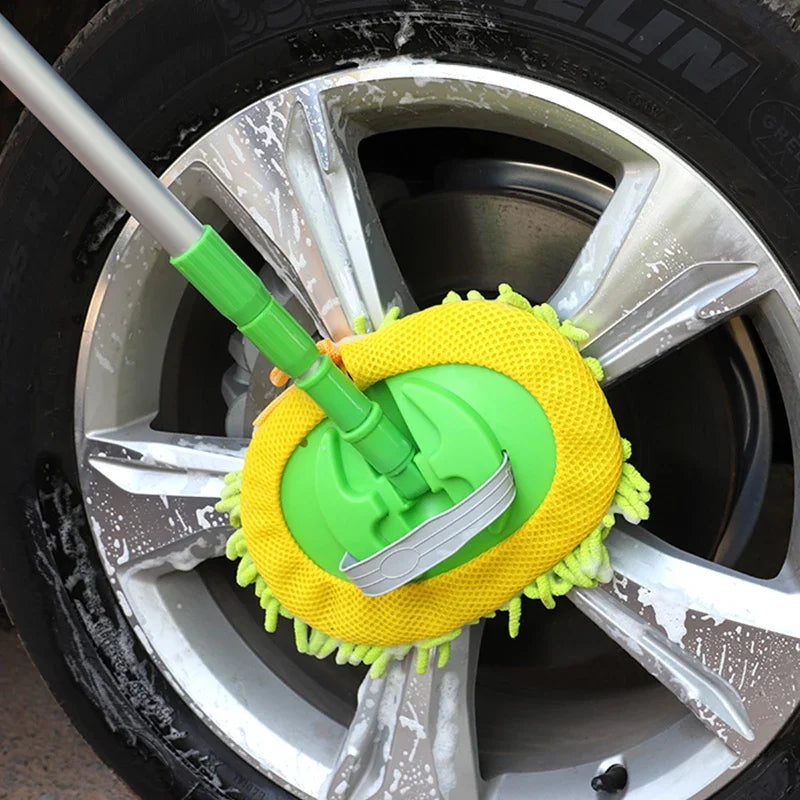 2 In 1 Car Cleaning Brush Car Wash Brush Duster Telescoping Alloy Long Handle Cleaning Mop Chenille Broom Auto Accessories CM World