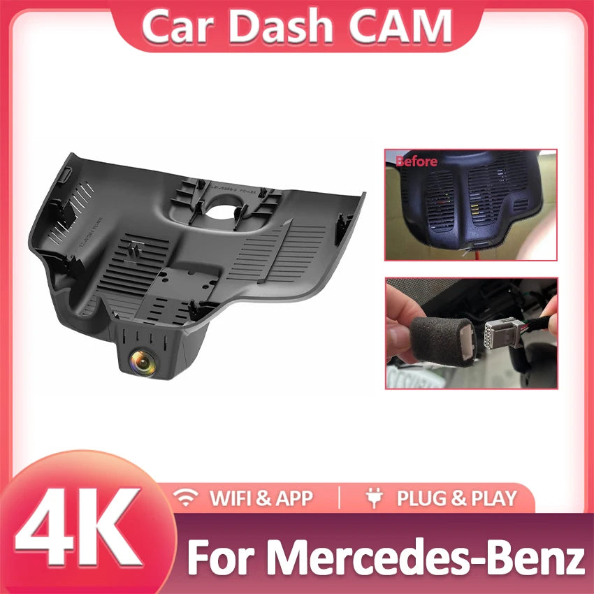 Dash Cam for Mercedes Benz E Class W213 S213 C238 Facelift 2020~2023, 4K Car DVR Video Recorder Control by APP, Dashcam 2160P