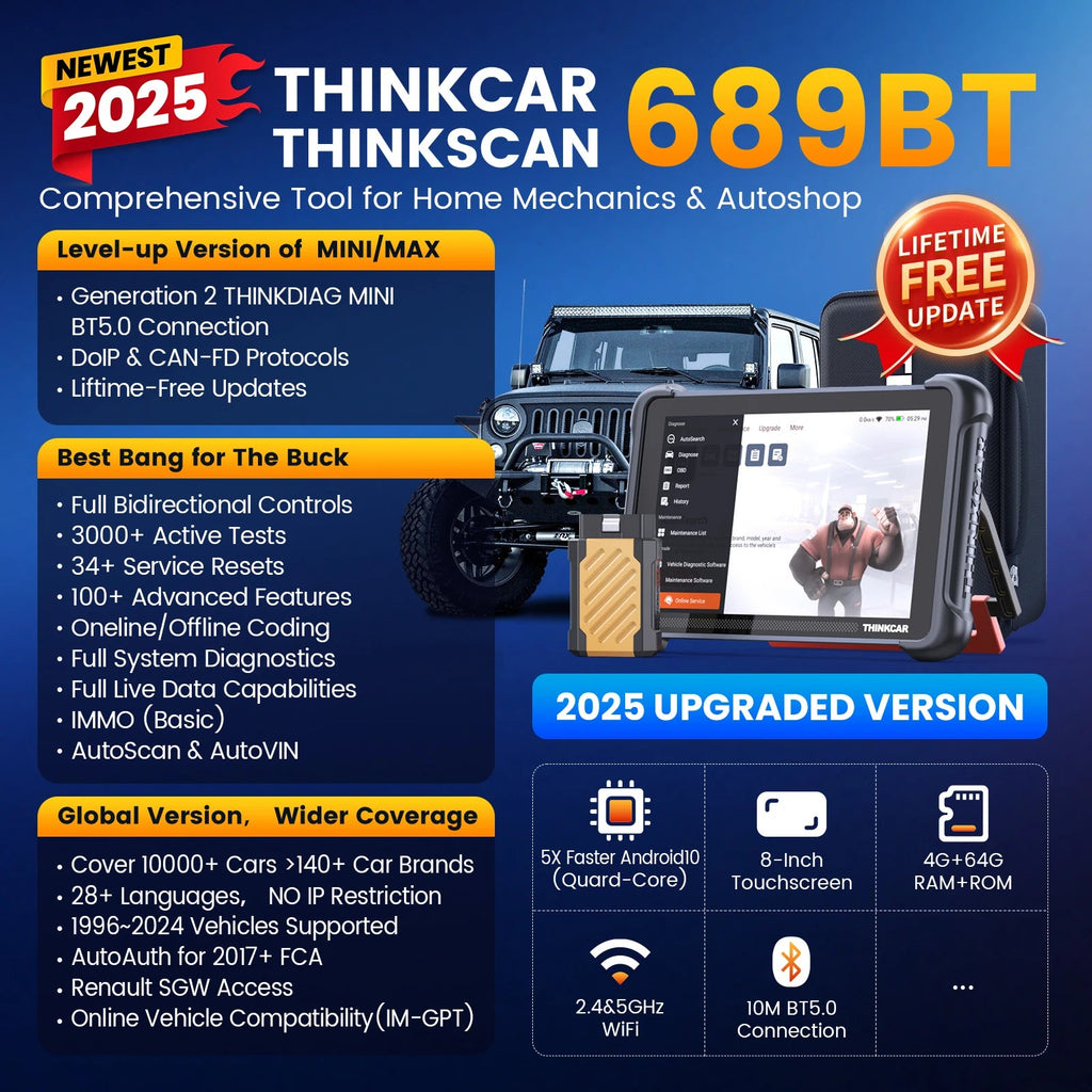 3-10 PCS THNKCAR THINKSCAN 689BT Automotive Tools Key Programmer Professional Bidirectional ECU Coding CANFD DOIP Obd2 Scanner Car Mobile World