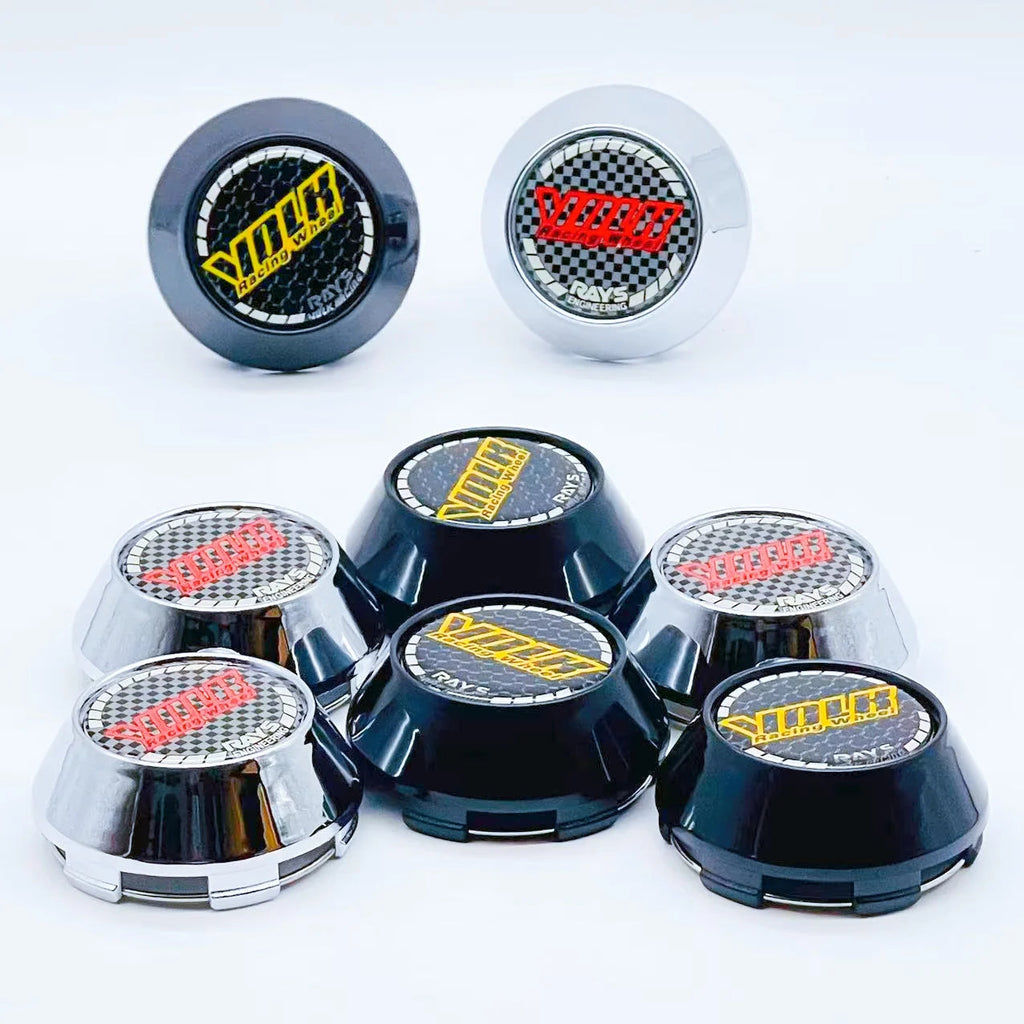 4PCS JDM Sport Rim Cap Clip 60mm 64mm 65mm 68mm 69mm VOLK RAYS Emblem Sticker Wheel Center Hub Caps Car Cover Cap Black & Silver CM World