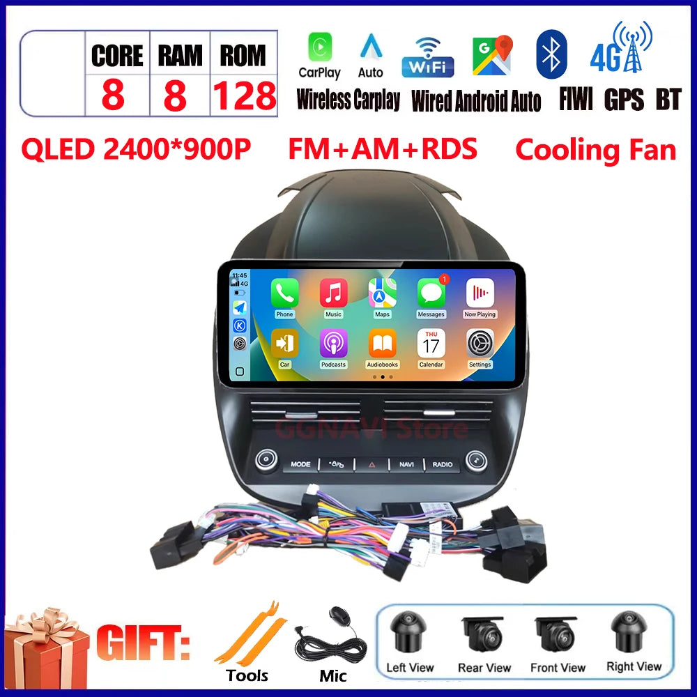 For Ford Kuga 2013 2014 2015 2016-2018 QLED Multimedia Video Player Navigation GPS 12.3Inch Screen Car Accessories 4G LTE Wifi CM World