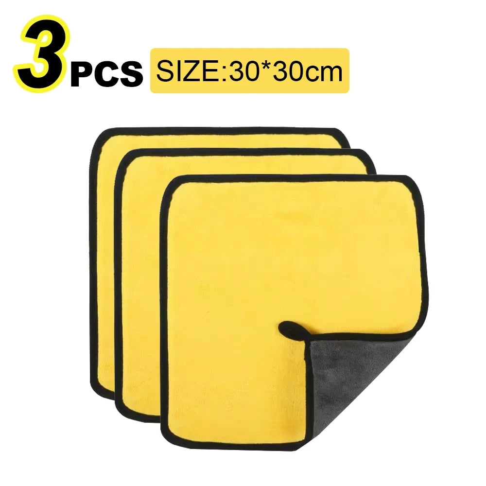 Car Wash Microfiber Towel 30x30/60CM Car Cleaning Drying Cloth Hemming Car Care Cloth Detailing Car Wash Towel CM World