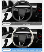For Tesla Model Y Juniper Model 3 Highland Car Steering Wheel Cover Breathable Sweat-Absorbent Non-Slip Wrap