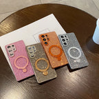 Luxury Bling Diamonds Lens with Bracket Case for Samsung Galaxy S26 S25 S24 S23 Ultra Plus FE A57 A07 A56 Full Protection Cover