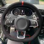 Customized Car Steering Wheel Cover Hand Sewing Braid Suede For Volkswagen Golf 7 GTI Golf R MK7 VW Polo GTI Scirocco 2015 2016 CM World
