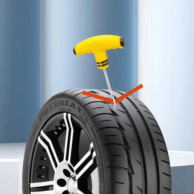 Car Tire Puncture Plugs Vacuum Tire Pass Emergency Repair Tools Glue Strips Glue Quick Repair Tire Repair Kit Patch Tool Set CM World